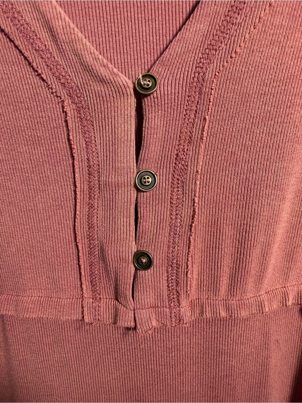 Women’s POL Long Sleeve Hooded Henley in a Rust/Brown color, size Medium - Picture 4 of 7